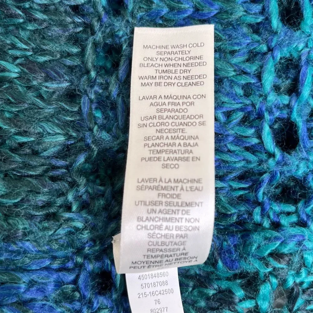 Chicos Open Weave Ombre Stripe Green Blue Scoop Neck Sweater Women Size Medium - Picture 8 of 12